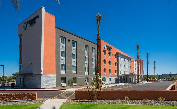 woodspring suites chandlerapt extended stay hotel exterior day 1 738x456