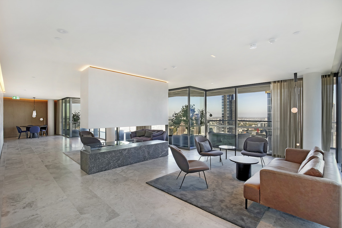 melbourne collins arch 1 bed corporate apartment common area