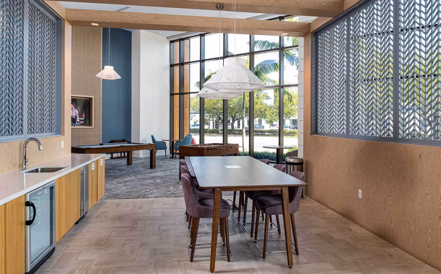 avalon doral doral fl clubroom with gaming entertaining kitche